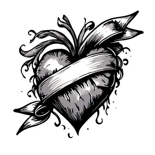 Heart With Banner Wrapping