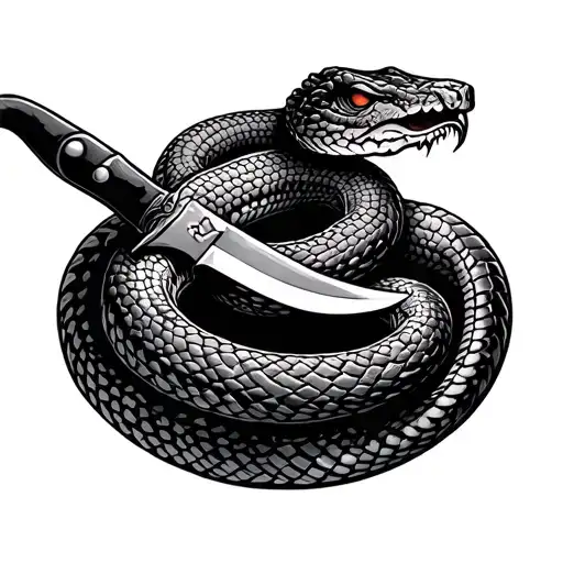 Snake And Knife Surrounded Symmetrical Design
