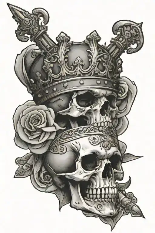 Crown On Skull With Sword