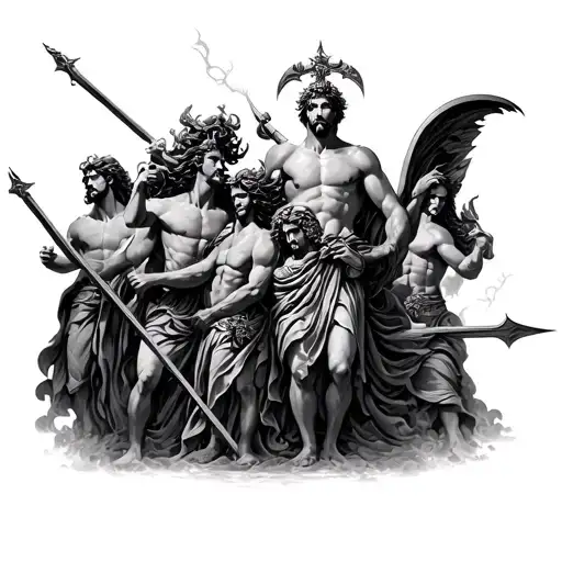 Greek Mythology Gods In War Formation