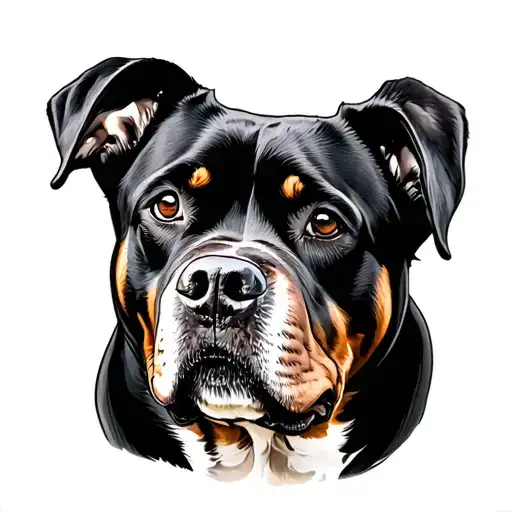 Rottweiler Surrounded By A Vibrant