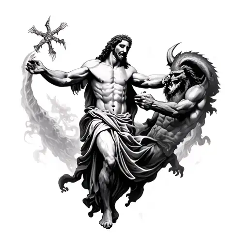 Jesus Fighting Demons