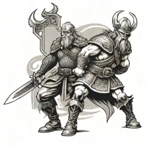 Viking With Modern Soldier Battle