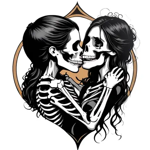 Skeleton Kissing Woman