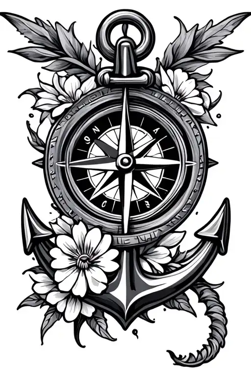 Compass Rose Anchor Shark Flowers Sea Cadets