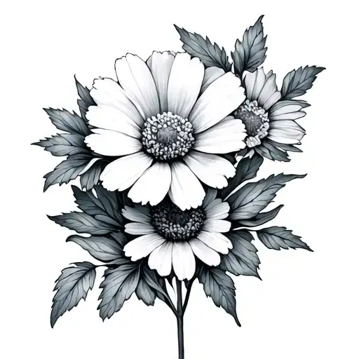 Primrose Aster And Cosmos Flower Minimalistic