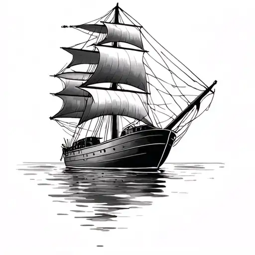 Old Sailboat With Back Rays