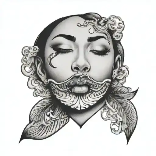 Half Moon Half Son W Lips Kissing