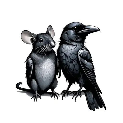 Crow And Mouse As Friends