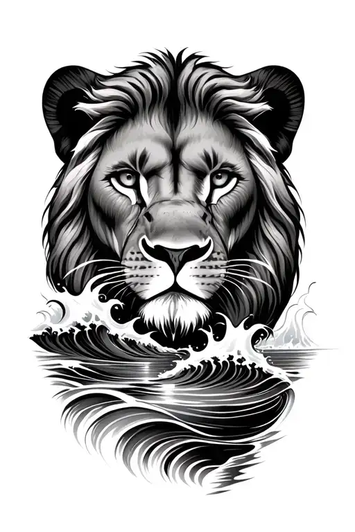 Lion Eyes Stoic Waves Flowing River Running