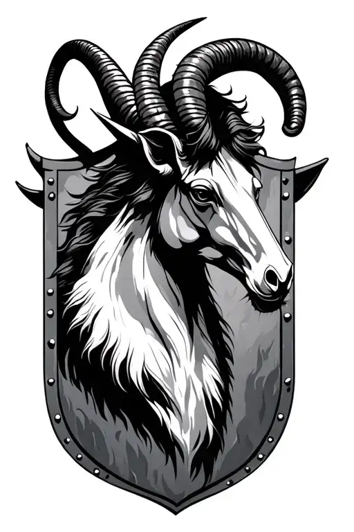 Capricorn On A Shield Staring
