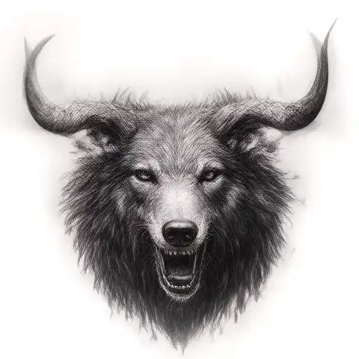 Scary Taurus With Lone Wolf Looking Forward