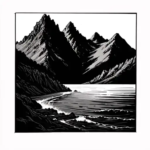 Landscape Of The Sea Surrounded By Mountains