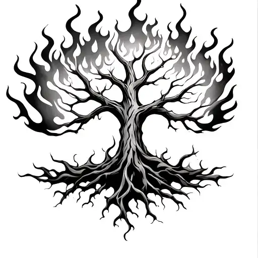 Tree Of Life Engulfed In Flames