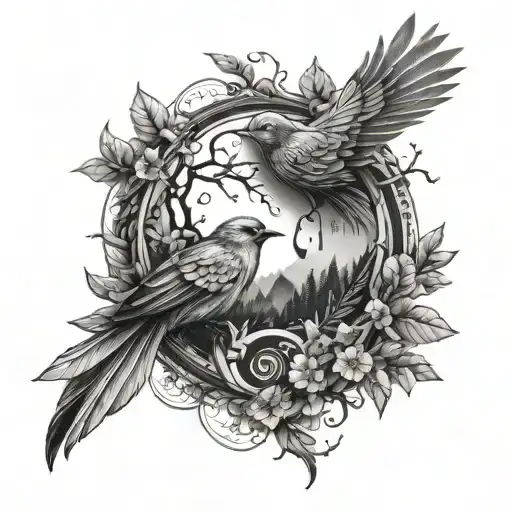 Bird And Yin Yang Cold And Forest