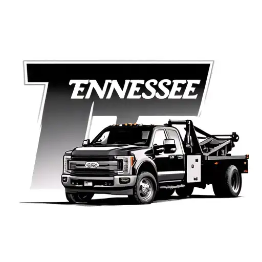 Tow Truck Parked In Front Of Tennessee Symbol