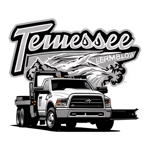 Tow Truck Parked In Front Of Tennessee Symbol Intertwined