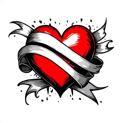 Red Heart With Banner Wrapping