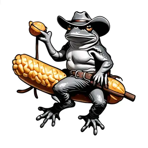 Cowboy Frog Riding A Corndog
