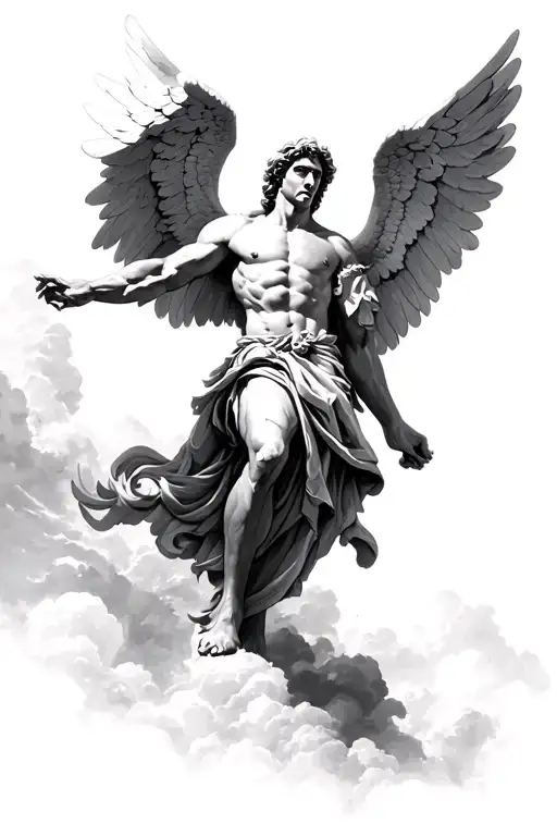 Archangel Michael Striking Down From The Sky