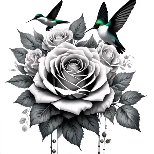 Roses And Hummingbirds Fly
