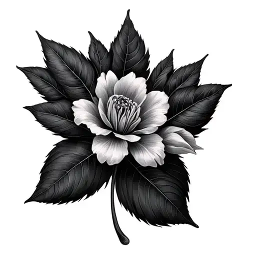 Birth Flower Large Black Leaves
