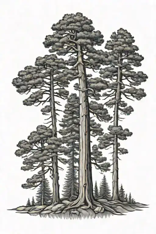 Sequoia Trees With Light Shining Through