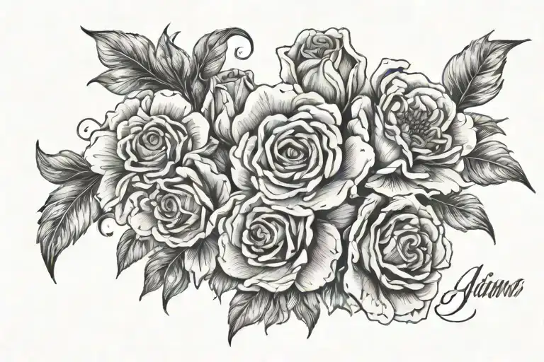 Give Me An Image Of The Three Names Adiana Angeli And Eva With Flower's Around The Names