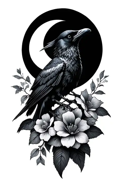 Raven Knight Moon Flowers Intertwined