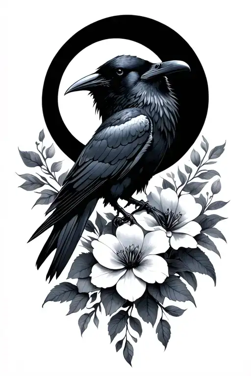 Raven Knight Moon Flowers Intertwined