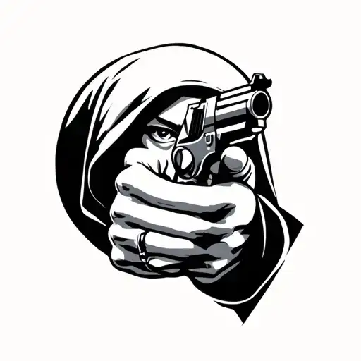 Nun Pointing Pistol Minimal Style