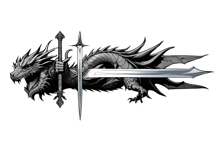 Swords And Armour Holding Dragon