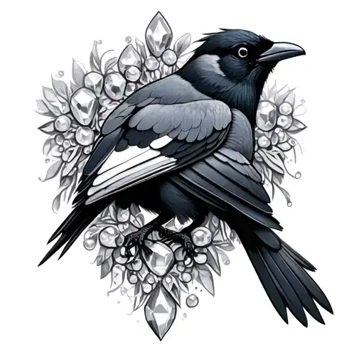 Angry Magpie With Jewels