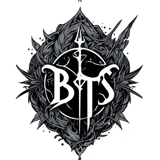 Bts Logo With Shadowhunter Surrounded