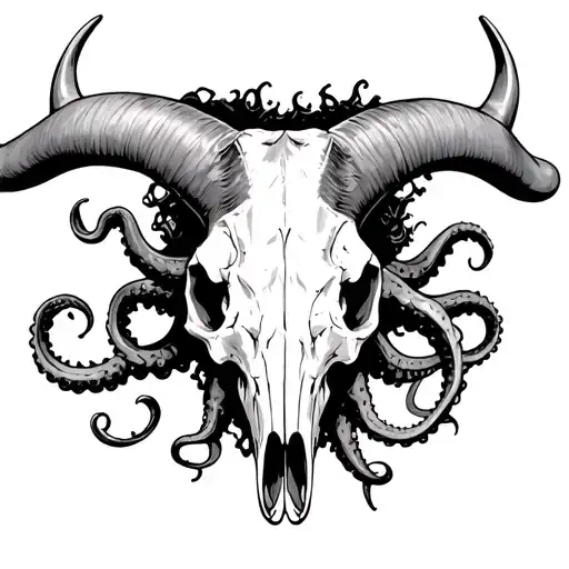 Texas Longhorn Skull With Tentacles Emerging