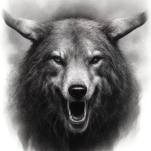 Scary Taurus With Lone Wolf Looking Forward