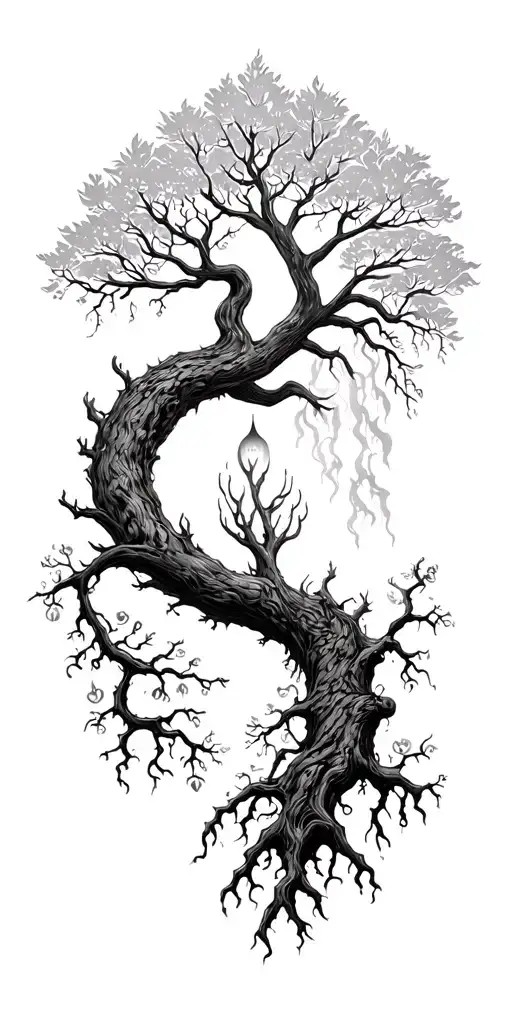 Tree Of Life Reaching To Heaven And Hell