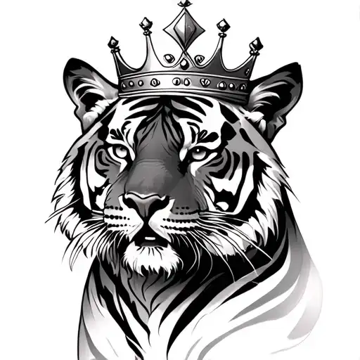 Tiger With A Crown Made