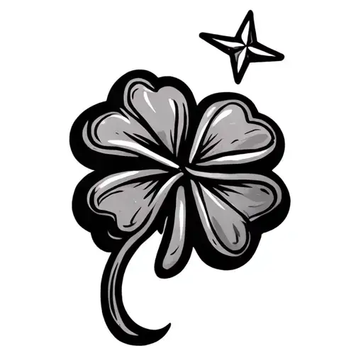 Simple Four Leaf Clover With A Celtic Outline With A Little Star Above It