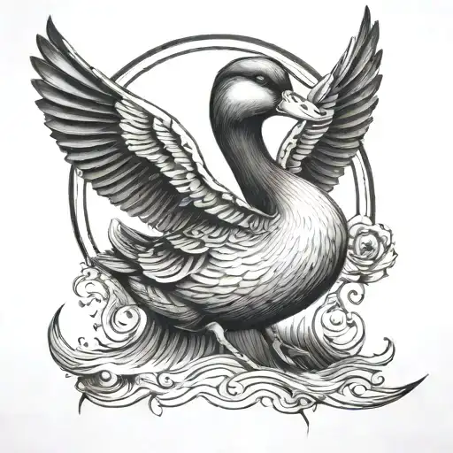 Duck On Crescent Moon