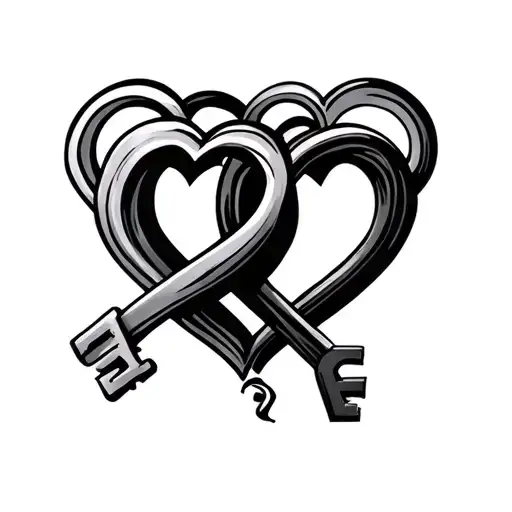 Two Hearts With Infinity Sign With Heart And Key