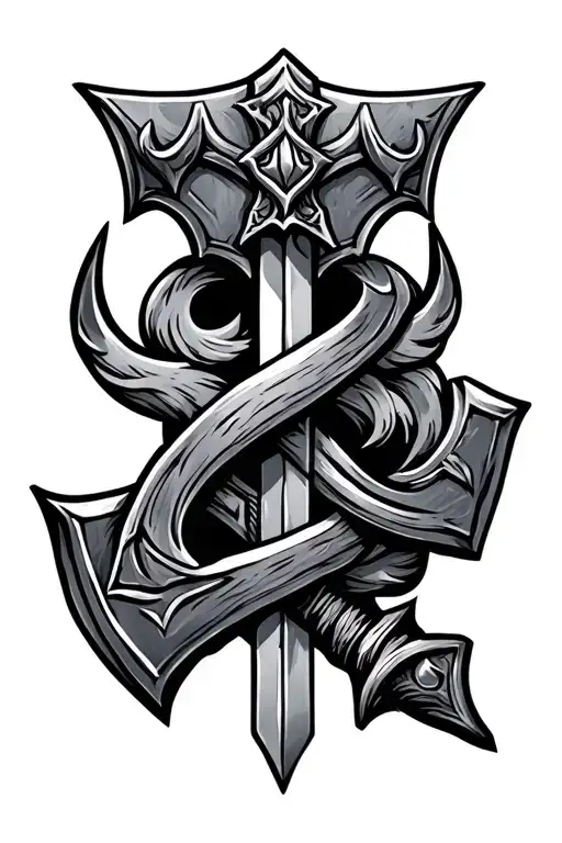 Viking Axe Sword Intertwined