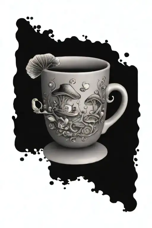 Tea Cup With Magical Mushrooms Inspired By The Mad Hatter's Hat