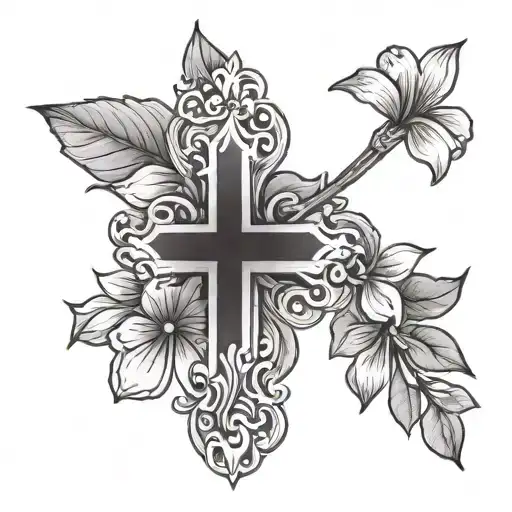Cross And Lilac Flower
