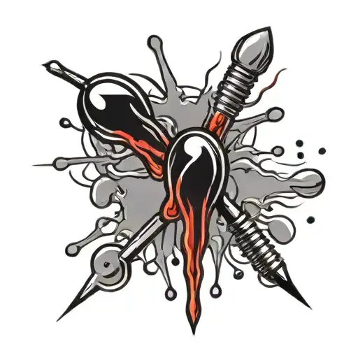 A Set Of Pins And Needles With Blood Drops Falling