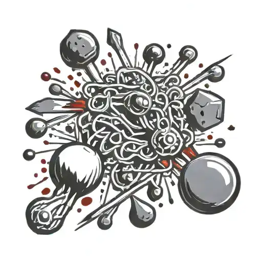 Minimalist A Set Of Pins And Needles With Blood Drops Falling