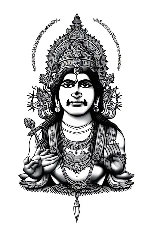 Small Vertical Design Related To Lord Lakshmi Narasimha Symbols Like How Lord Shiva Has The Thrishul