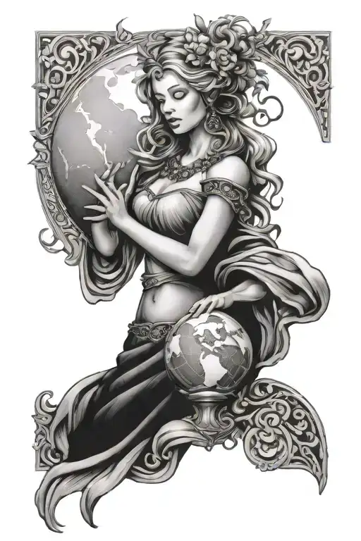 Freya Goddess Holding Earth Globe