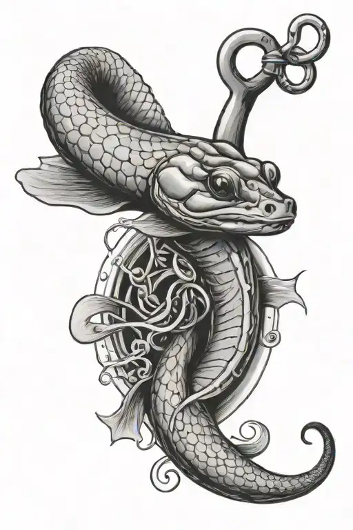 Eel Caught On A Fishing Hook