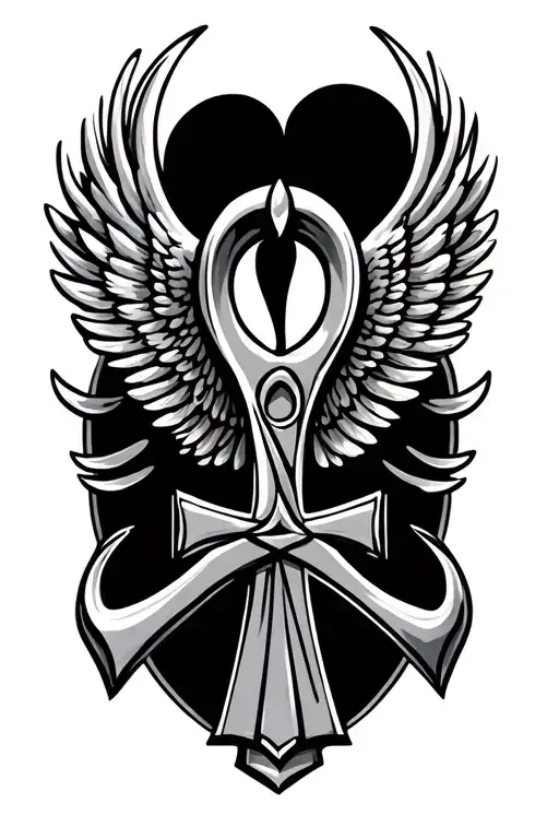 Ankh With Wings Spread Wide